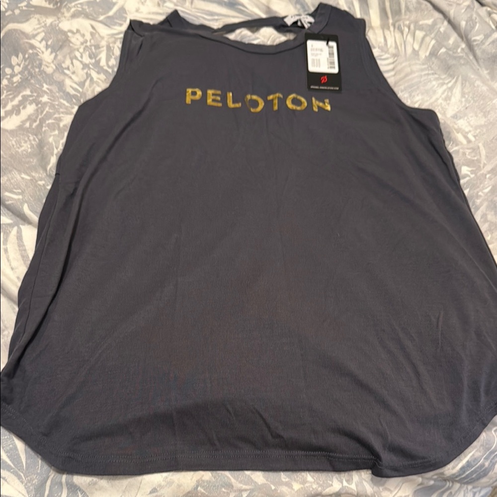NWT - Peloton Black and Gold Graphic Muscle Tee